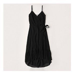 ABERCROMBIE I Sz Med - Black H/L Midi Wrap Dress - TAGS ON